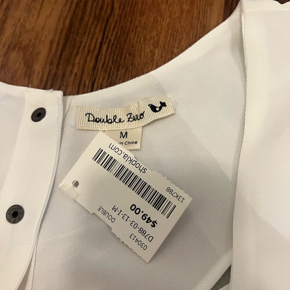 Double Zero White Long Sleeve Blouse With Gem Sleeves — image 6 of 8